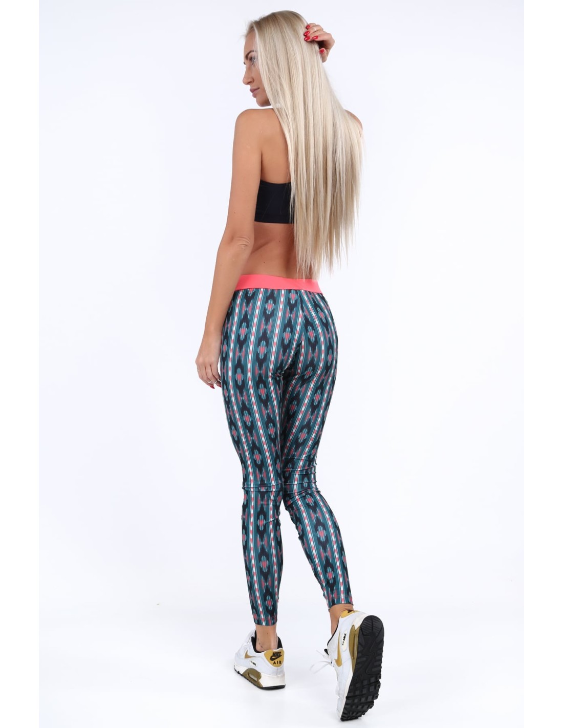 Coral sports leggings with patterns MR11514 - Online store - Boutique